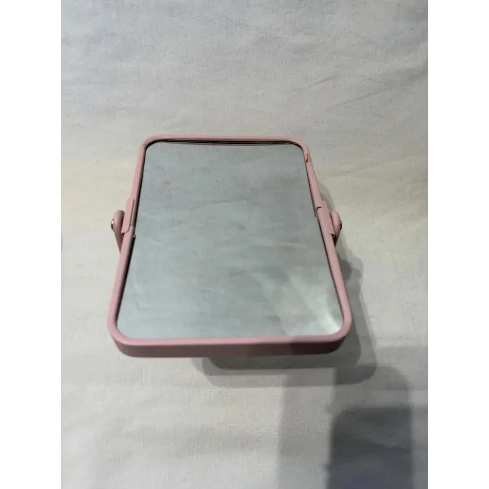 Pink Portable Rectangle Tabletop Make-up Mirror Modern Metal Frame